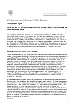 Jenaplan in Japan Japanischer Erziehungswissenschaftler erforscht