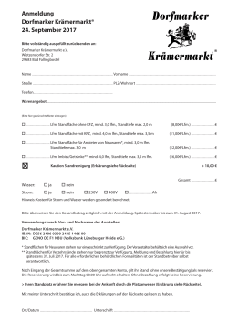 Anmeldung Dorfmarker Krämermarkt® 25. September 2016
