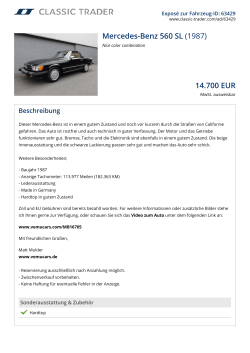 Mercedes-Benz 560 SL (1987) 14.700 EUR