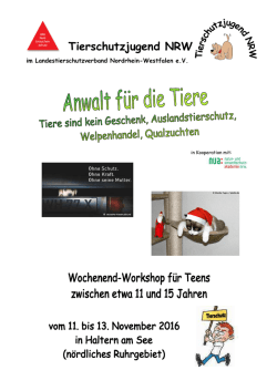 Infoflyer Workshop Anwalt f&uuml;r die Tiere