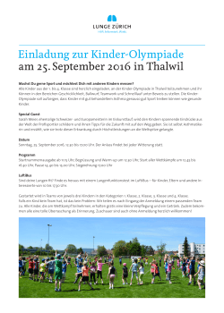 Einladung zur Kinder-Olympiade am 25. September