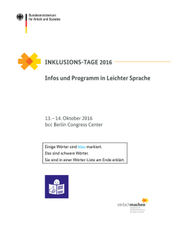 Infos und Programm zu den Inklusionstagen 2016