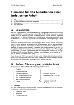 Hinweise f&uuml;r das Ausarbeiten einer juristischen