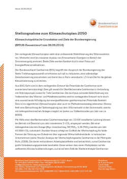 Stellungnahme zum Klimaschutzplan 2050