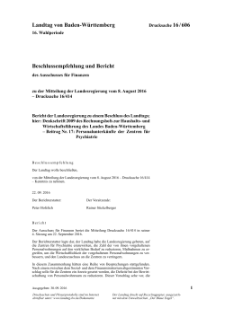 Beschlussempfehlung und Bericht des Ausschusses für Finanzen zu