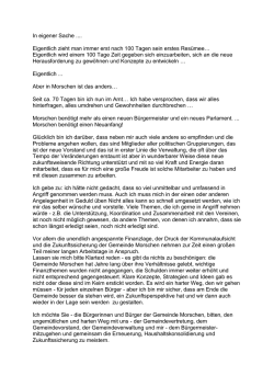 In eigener Sache .... Eigentlich zieht man immer erst nach 100