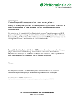 Erstes Pflegestärkungsgesetz hat kaum etwas gebracht