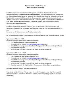 Sponsoreninfo zum PMCamp KA am 23.9.2016 und 24.09.2016 Das