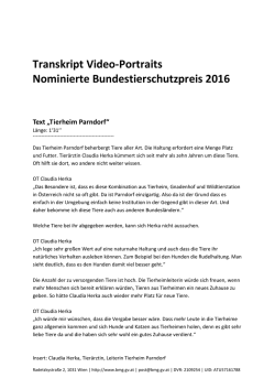 Transkript Videos Nominierte Bundestierschutzpreis 2016