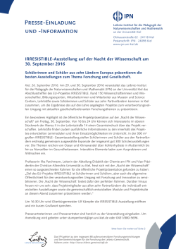 IRRESISTIBLE-Ausstellung auf der Nacht der Wissenschaft am 30