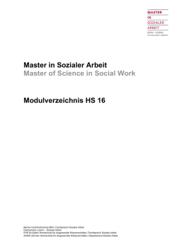 Modulverzeichnis  - Master in Sozialer Arbeit