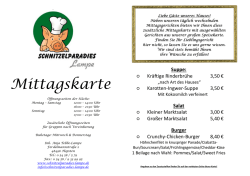 Zusatzkarte Mittagstisch 2016 - SCHNITZELPARADIES GASTHAUS