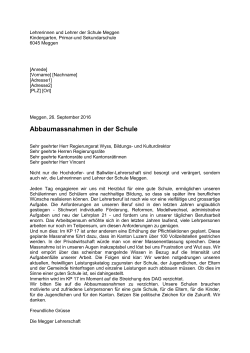 Offener Brief an die Regierung/Kantonsrat/SchulteamMeggen