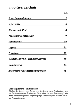 Inhaltsverzeichnis - Seniorenakademie Graubünden