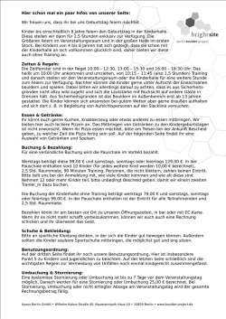 Informationen zu Kindergeburtstagen