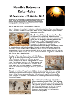 Namibia Botswana Kultur-Reise 30. September – 20. Oktober 2017
