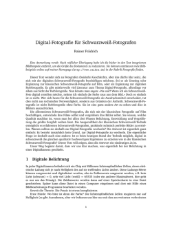 Digital-Fotografie f&uuml;r Schwarzwei&szlig;-Fotografen