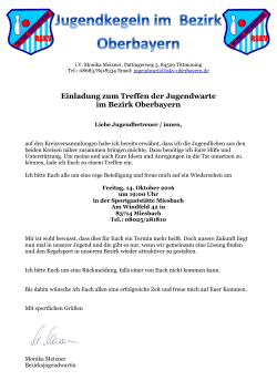 Einladung zum Treffen der Jugendwarte im Bezirk Oberbayern