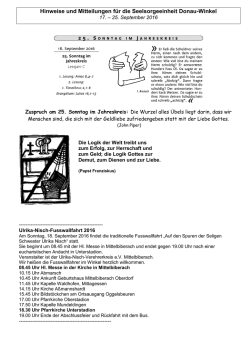 Hinweise und Mitteilungen KW - Seelsorgeeinheit Donau
