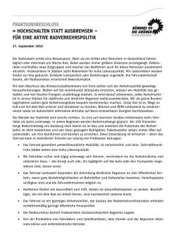 hochschalten statt ausbremsen &ndash; f&uuml;r eine aktive radverkehrspolitik