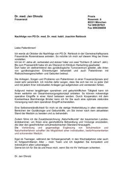 Dr. med. Jan Ohnolz - Frauen&auml;rzte Rosenstrasse