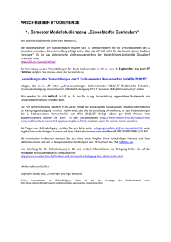 Informationen f&uuml;r Studierende des ersten Fachsemesters