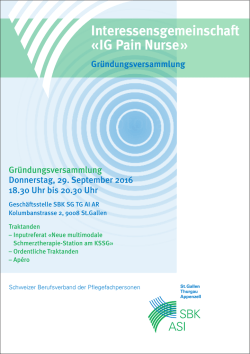 Interessensgemeinschaft &laquo;IG Pain Nurse&raquo; Gr&uuml;ndungsversammlung
