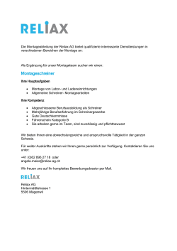 Montageschreiner - RELIAX AG Mägenwil