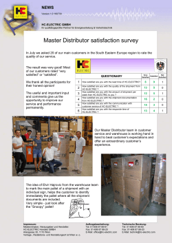 Master Distributor satisfaction survey