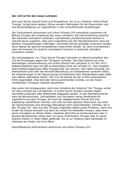 Der LCH ist für den neuen Lehrplan Eine gute Schule braucht Ruhe