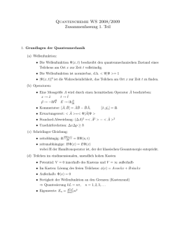 Quantenchemie WS 2008/2009 Zusammenfassung 1. Teil