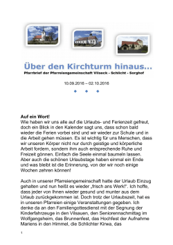Pfarrbrief vom 10. September bis 02. Oktober 2016