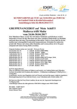 GRUPPENANGEBOT auf Mein Schiff 5 Mallorca - Eckert