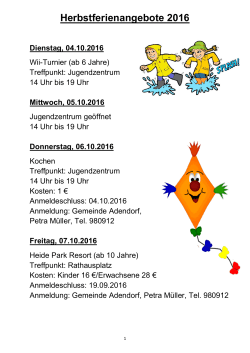 Herbstferienangebote 2016 - und Jugendzentrum Adendorf