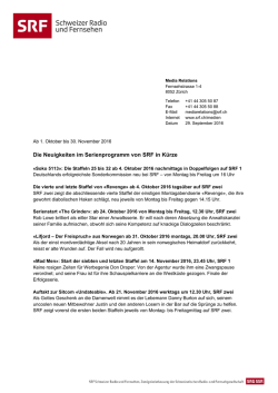 Die Neuigkeiten im Serienprogramm von SRF in Kürze