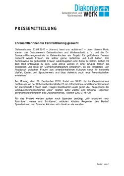 PRESSEMITTEILUNG - Diakoniewerk Gelsenkirchen und