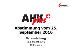 Abstimmung vom 25. September 2016 - AHVplus