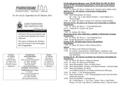 Gottesdienstordnung vom 26.9.2016 bis 9.10.2016