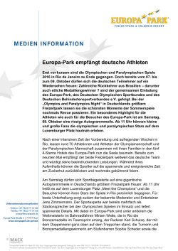 Europa-Park empfängt deutsche Athleten - Presse | Europa-Park