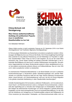 "China-Schock mit Verzögerung", Gastbeitrag von Sebastian
