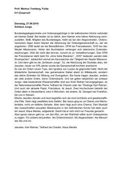 Prof. Markus Tomberg, Fulda hr1-Zuspruch Dienstag, 27.09.2016