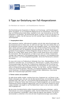5 Tipps zur Gestaltung von FuE-Kooperationen