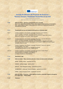 Jornada de Difusi&oacute;n del Proyecto de Erasmus + Nuevos Tiempos