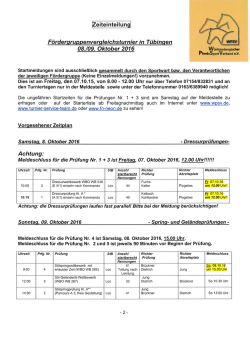 Fördergruppen- vergleichsturnier Tübingen - Zeiteinteilung