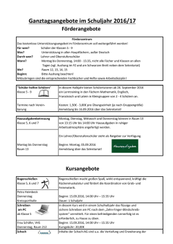 Informationen zu den Ganztagsangeboten