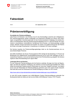 Faktenblatt Prämienverbilligung