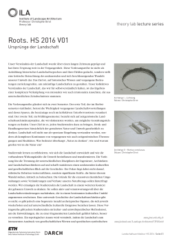 Roots. HS 2016 V01 - Christophe Girot | Chair of landscape