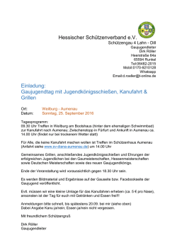 Hessischer Sch&uuml;tzenverband e.V. Einladung: Gaujugendtag mit