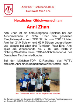 Anni Zhan - Anrather Tischtennis-Klub Rot