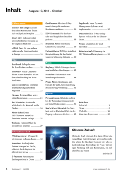 Inhalt Ausgabe 10/2016 &ndash; Oktober Gl&auml;serne Zukunft